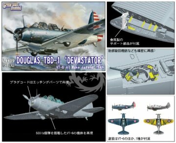 Douglas TBD-1 Devastator VT-6 at Wake Island 1942 Great Wall Hobby GWH L4809 skala 1/48