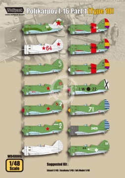 Polikarpov I-16 Part 1 Type 10 Academy, ARK Model, Eduard - Wolfpack WD48006 skala 1/48