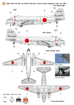 Zestaw kalkomanii C-47 Skytrain Part.2 - JMSDF R4D-6s, Wolfpack WD48023 skala 1/48
