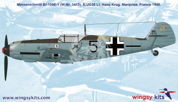 Model plastikowy German WWII Fighter MESSERSCHMITT Bf 109 E-1, WINGSY KITS D5-07, skala 1/48