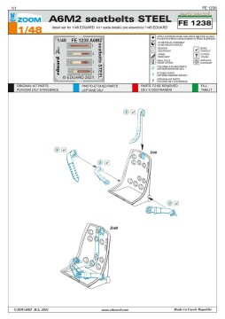 Blaszka fototrawiona A6M2 seatbelts STEEL Eduard FE1238 skala 1/48