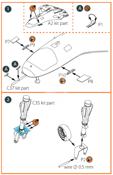 Zestaw akcesorii TB.2 PE parts ACCESSORIES Clear Prop CPA48019 skala 1/48