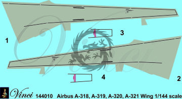 Skrzydła Airbus A318/319/320/321 Vinci 144010 skala 1/144