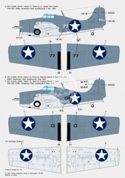 Zestaw kalkomanii F4F-4 Wildcat Part.2 Landbase Wildcat in Guadalcanal, Wolfpack WD72005 skala 1/72