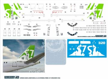 Airbus A320 S7 man VQ-BOG - Kalkomania + maski Pas-Decals w skali 1/144