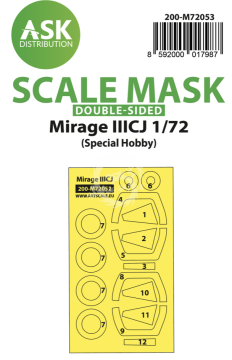 Dassault Mirage IIICJ Wheel and Canopy Mask double-sided mask ASK 200-M72053 skala 1/72