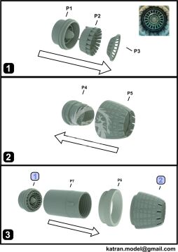  F-15EX Eagle II Exhaust Nozzles engine F-110-GE-129 (closed) for Academy - Katran K4880 skala 1/48