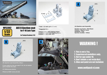 Zestaw dodatków ACE II Ejection Seat set (for 1/32 F-16C/D), Wolfpack WP32082 skala 1/32