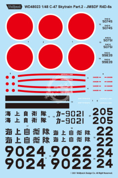 Zestaw kalkomanii C-47 Skytrain Part.2 - JMSDF R4D-6s, Wolfpack WD48023 skala 1/48