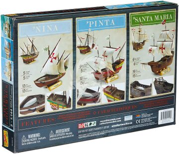 Modele plastikowe Ships of Columbus: Nina, Pinta and Santa Maria Sailing Ships (3 Kits) Lindberg 223 skala 1/144