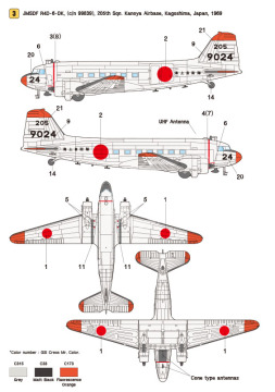 Zestaw kalkomanii C-47 Skytrain Part.2 - JMSDF R4D-6s, Wolfpack WD48023 skala 1/48