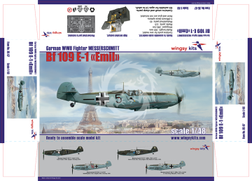 Model plastikowy German WWII Fighter MESSERSCHMITT Bf 109 E-1, WINGSY KITS D5-07, skala 1/48