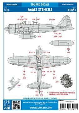 Arkusz kalkomanii A6M2 stencils Eduard D48098 skala 1/48