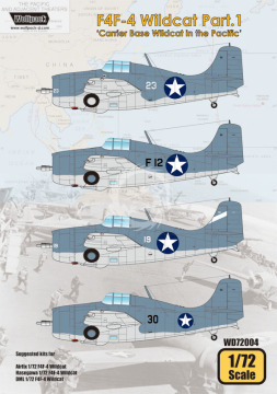 Zestaw kalkomanii F4F-4 Wildcat Part.1 'Carrier Base Wildcat in the Pacific', Wolfpack WD72004 skala 1/72