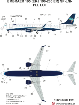 Embraer 195 LOT SP-LNN + Azul PR-AYQ 10 000 000 - Banzai 144015 - 1/144