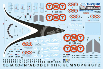 Kalkomania do Boeing 737-300/-400 TNT Skyline Sky144-72 scale 1/144