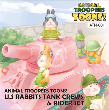 Królicza załoga czołgu - Animal Troopers Toons! U.S Rabbits Tank Crews & Rider Set Torifactory ATN-001 Skala EGG lub 1/35