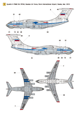 Zestaw kalkomanii Ilyushin Il-76 Part.1 - Russian Air Force Il-76MD (for Zvezda 1/144), Wolfpack WD14402 skala 1/144