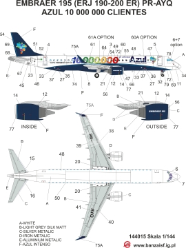 Embraer 195 LOT SP-LNN + Azul PR-AYQ 10 000 000 - Banzai 144015 - 1/144