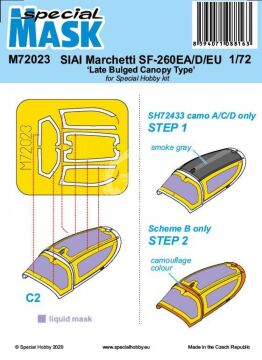 Maski do SIAI-Marchetti SF-260EA/D/EU ‘Late Bulged Canopy Type’ Mask Special Hobby M72023 skala  1/72