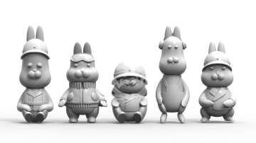 Królicza załoga czołgu - Animal Troopers Toons! U.S Rabbits Tank Crews & Rider Set Torifactory ATN-001 Skala EGG lub 1/35
