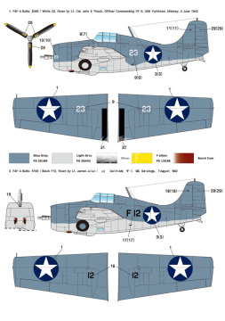 Zestaw kalkomanii F4F-4 Wildcat Part.1 'Carrier Base Wildcat in the Pacific', Wolfpack WD72004 skala 1/72