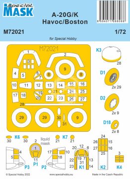 Maski do A-20G/K Havoc/Boston MASK Special Hobby M72021 skala 1/72