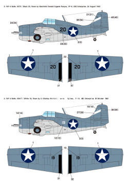 Zestaw kalkomanii F4F-4 Wildcat Part.1 'Carrier Base Wildcat in the Pacific', Wolfpack WD72004 skala 1/72