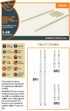 Zestaw XA2D-1, A2D Skyshark Pitot Tubes and guns, Clear Prop Models, CPA48006, skala 1/48