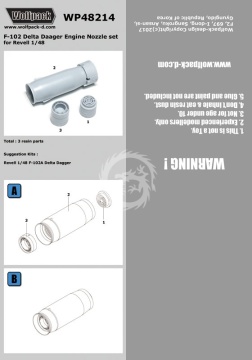 F-102 Delta Dagger J57 Nozzle set fpr Monogram, Pro Modeler, Hasegawa, Revell, Encore Wolfpack  WP48214 skala 1/48