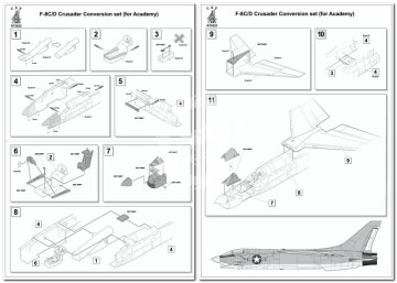 F-8C/D  Crusader  Conversion set  (for Academy) -  Cat4 R72032 skala 1/72