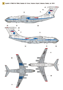 Zestaw kalkomanii Ilyushin Il-76 Part.1 - Russian Air Force Il-76MD (for Zvezda 1/144), Wolfpack WD14402 skala 1/144