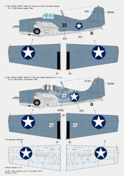 Zestaw kalkomanii F4F-4 Wildcat Part.1 'Carrier Base Wildcat in the Pacific', Wolfpack WD72004 skala 1/72