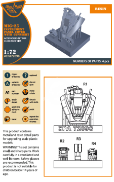 PREORDER - MiG-23 Instrument panel cover with gunsight  for CP kits Clear Prop CPA 72098 skala 1/72