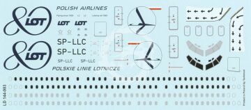 Kalkomania do Boeing 737-400 PLL LOT, Lima Oscar Decals LD144-3 skala 1/144