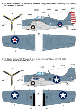 Zestaw kalkomanii F4F Wildcat Part.3 - F4F-3 Wildcats in the Pacific Front, Wolfpack WD48013 skala 1/48