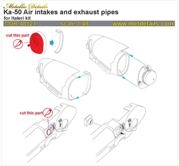 Ka-50. Air intakes and exhaust pipes-Italeri MDR48121 skala 1/48
