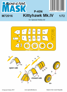 Maski do P-40N/Kittyhawk Mk.IV Mask Special Hobby M72016 skala 1/72