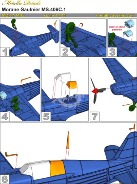 Morane-Saulnier MS.406C.1 - Metallic Details  MDR14445 skala 1/144
