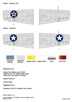 Zestaw kalkomanii F4F Wildcat Part.3 - F4F-3 Wildcats in the Pacific Front, Wolfpack WD48013 skala 1/48