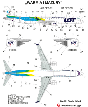 Embraer 195 LOT SP-LNF Warmia i Mazury - Banzai 144011 - kalkomania
