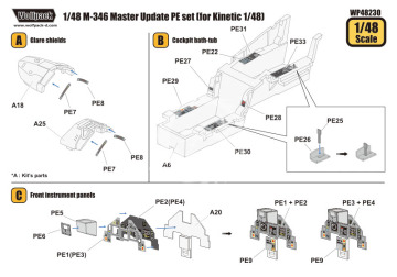Zestaw dodatków M-346 Master Update PE set (for Kinetic 1/48), Wolfpack WP48230 skala 1/48