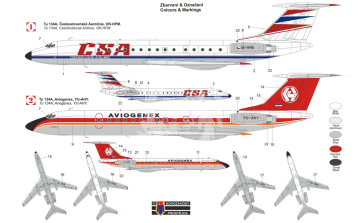 Tupolev Tu-134 A in CSA / Aviogenex - Kovozavody Prostejov 14410 skala 1/144